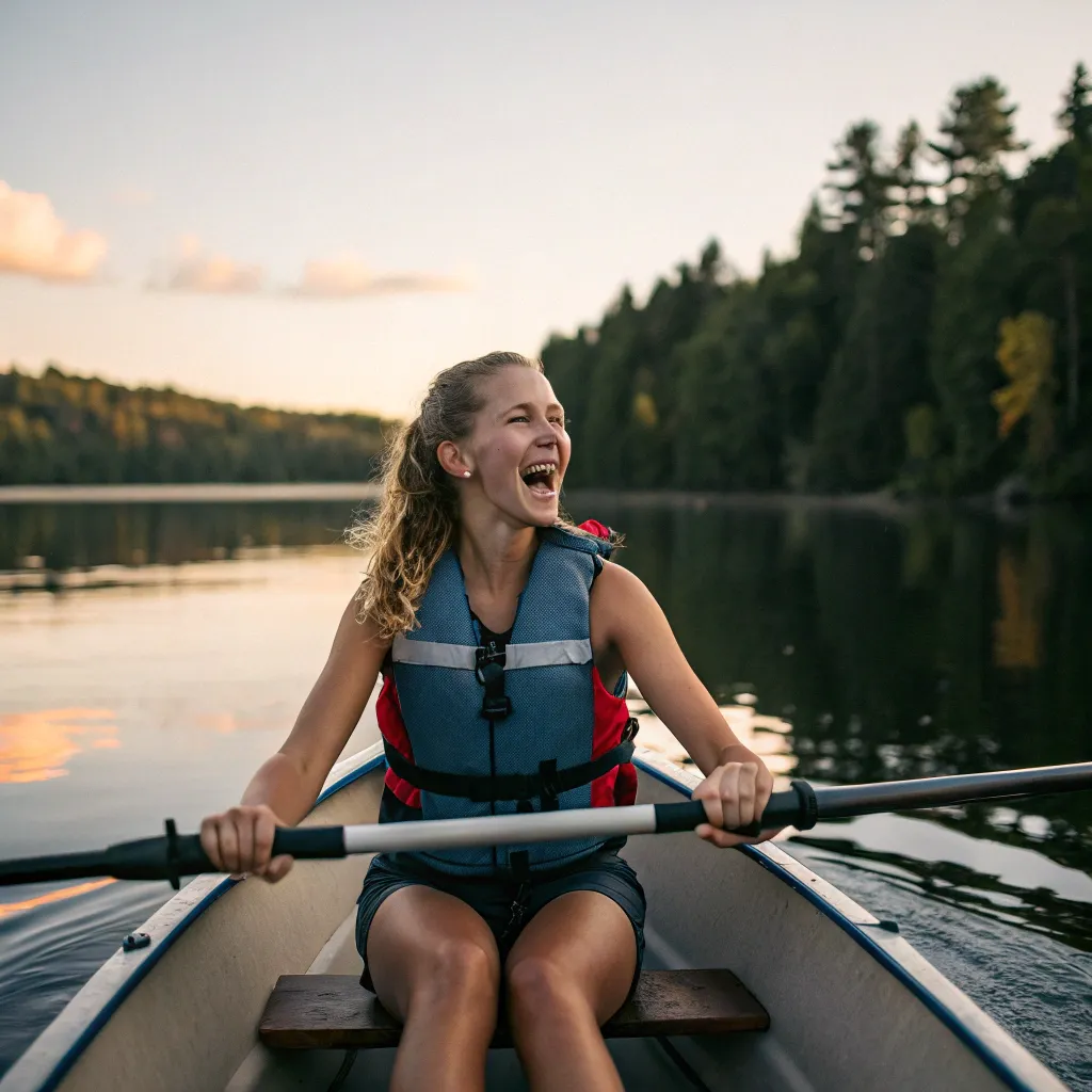 Hannah rowing with excitement